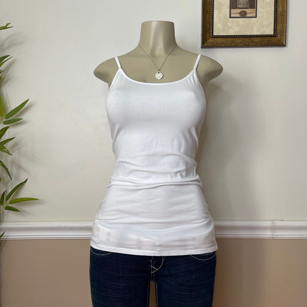 Felina Women’s White Cotton Modal Loose Fitting Camisole Tank Top